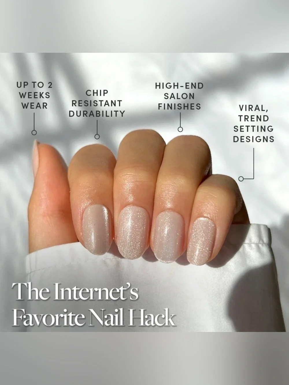 Glamnetic Short Round Nude Pearl Shimmer Glue On Nails